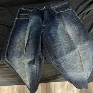 Men's Blue Jeans-Dodeca Y2K jeans-size 34x34-embroidered-#576